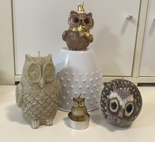 4 statuesque owl candles with wicks 5-12 cm from the owl collection