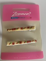 New 2 pieces zenner delicate romantic butter yellow base with red rosy rose hair clip
