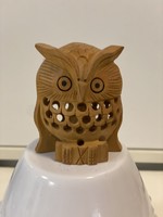From the owl collection, an old sandalwood owl with openwork carving, a small owl inside, 7 cm