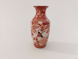 Old Japanese small vase with bird pattern and cherry blossom 13 cm