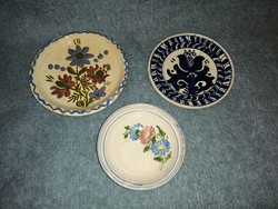 Retro ceramic wall plate 3 pieces in one, diam. 12-15-17 cm (a8)