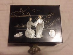 Chinese lacquer box / mother of pearl.