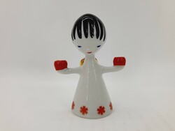 Hollóházi porcelán angyalka, 8 cm