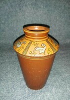 Ceramic vase, bird pattern, 16 cm high (a8)