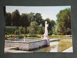 Postcard, balaton doll, peace park, girl with dove statue fountain detail
