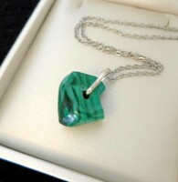 Malachite natural small drilled pendant with chain