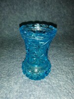 Bohemia blue glass small vase, 8 cm (a8)