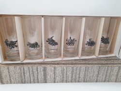 Vadászos, vadállatos Bohémia glass, Cseh üvegpoharak dobozban