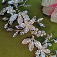 Wedding had150 - bridal grape cluster silver flower hair ornament 7x27cm