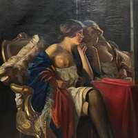 István Szász (1878-1965): lady in front of a mirror f00572