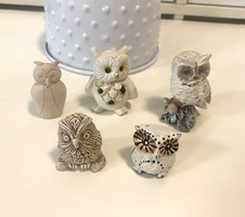 From the owl collection, 5 owl figurines for collectors, 3-6 cm