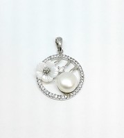 Silver pendant with pearls and flowers (zal-ag115198)