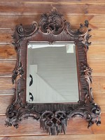 Carved wooden wall mirror, 100 x 66 cm