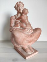 János Horváth: terracotta statue of a mother with her child 1985. From the legacy of the photographer 