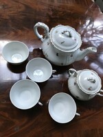 Zsolnay barokk apró mintás zöld pecsétes teáskészlet+ 3 sütis 3+ 1 csészével  egyben
