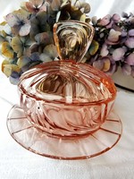 Beautiful pink glass sugar bowl