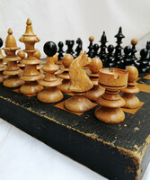 Régi fa sakk készlet táblával