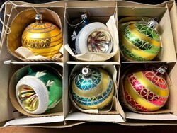 Old glass Christmas ornaments, large ball pendants, retro decoration