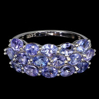 925 ezüst Gyűrű valódi Tanzanit drágakövekkel