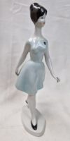 Ravenclaw porcelain walking girl in blue dress in perfect condition 24.5 cm