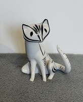 Hollóháza art deco hand-painted kitten, cat in perfect, beautiful condition
