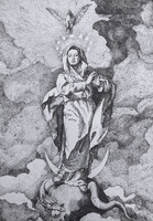 Ink drawing after the Immaculate Conception painting by Giovanni Battista Tiepolo