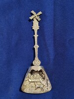 Vintage Dutch silver candy spoon imprinted life scene dog people mill