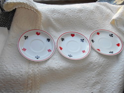 3 rare Zsolnay French card pattern porcelain tea saucers 15.5 cm