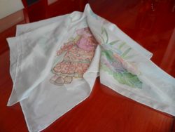 Kézzel festett kínai selyemkendő, 83 x 85 cm