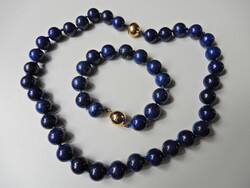 Régi Lápisz Lazuli ékszer szett aranyozott mágneses kapoccsal