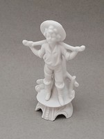 Biscuit porcelán figura, 10 cm