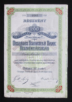 Országos Tisztviselő Bank részvény 200 korona 1905