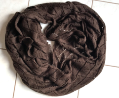 Chocolate brown, long, wide scarf/stole with lace pattern