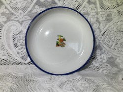 Bonyhádi enamel piggy plate serving pig fairytale character nostalgia retro enameled bowl
