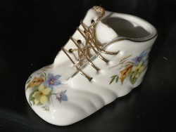 Floral shoes with gold ribbon