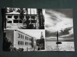 Postcard, Balaton pine, mosaic details, resorts, sailing ship