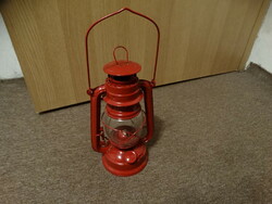 Old Chinese kerosene lamp red storm lamp 25cm