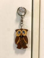 From the owl collection, an old wooden key holder with an owl figure 11 cm