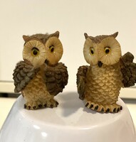 From the owl collection, 2 old owl figurine decorations, polyresin resin 4.5 cm