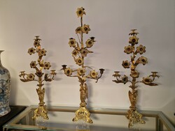 Set of 3 old candelabers (gyertyatarto)