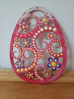 New! Red openwork wooden egg, hand painted, 18.5x14cm