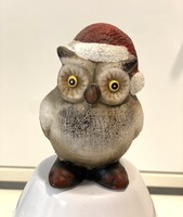 Ceramic owl figure with red cap 10 cm from owl collection