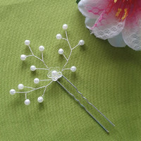 Wedding had75 - bridal pearl flower hair ornament hairpin