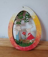 New! Orange bunny in the egg, hand painted, 15x11cm