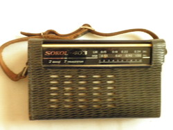 Sokol-403 rádió, bőr tokban, kitűnő