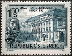 A988 / austria 1953 the Landes theater in Linz stamp postage stamp