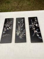 Oriental mother-of-pearl inlaid lacquer wall picture 30x10 cm.