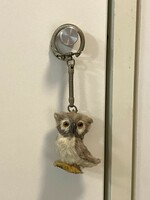 From the owl collection, an old furry owl keychain 10 cm