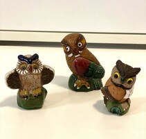 From the owl collection, 3 old ceramic owl figurines, 6-7 cm