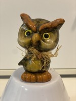 From the owl collection, old ceramic owl figure ornament sculpture with straw decoration 9 cm